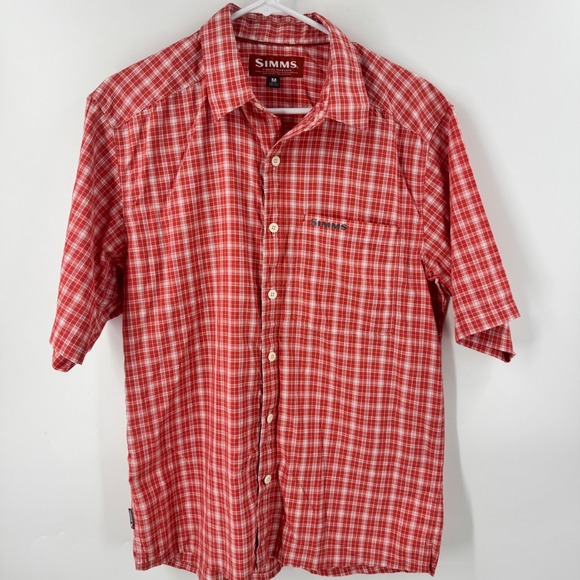 Simms Other - SIMMS Fishing Products Red Plaid Short Sleeve Button Up Shirt Men's‎ Size M